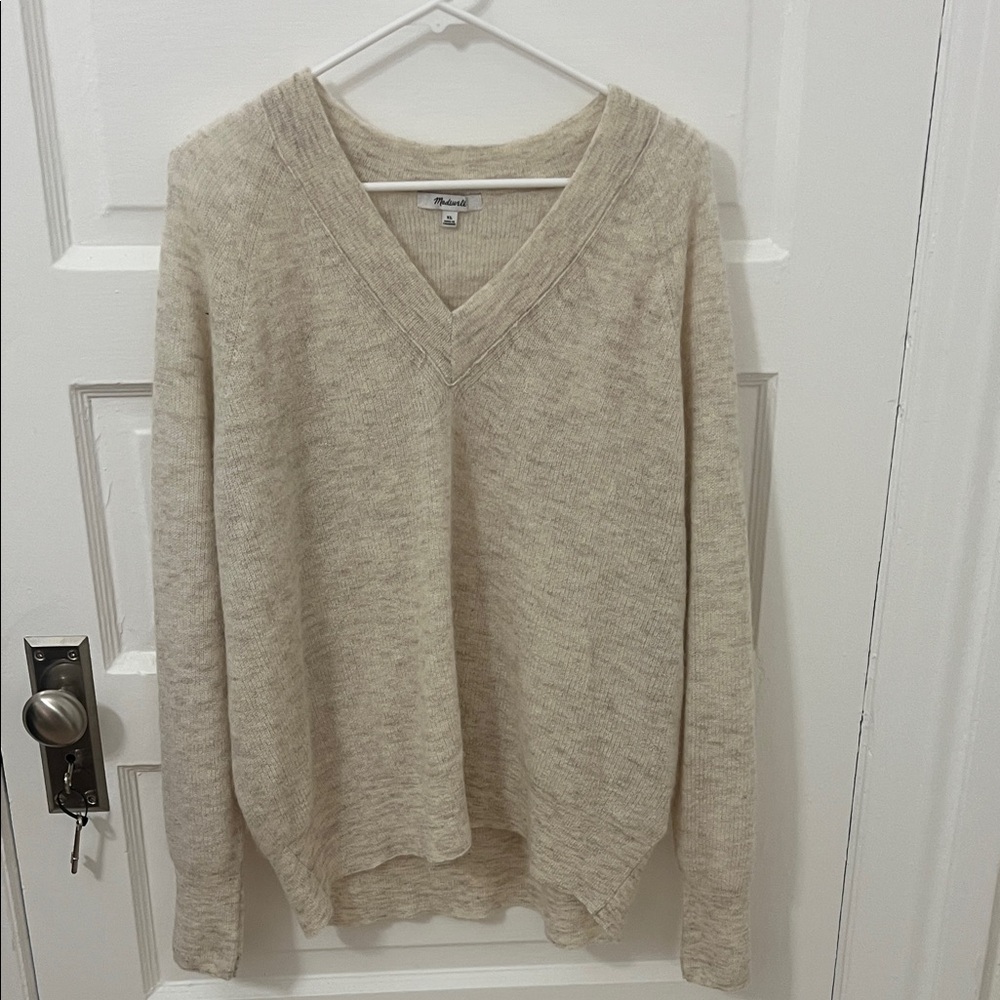 Madewell Cream V-Neck Sweater
